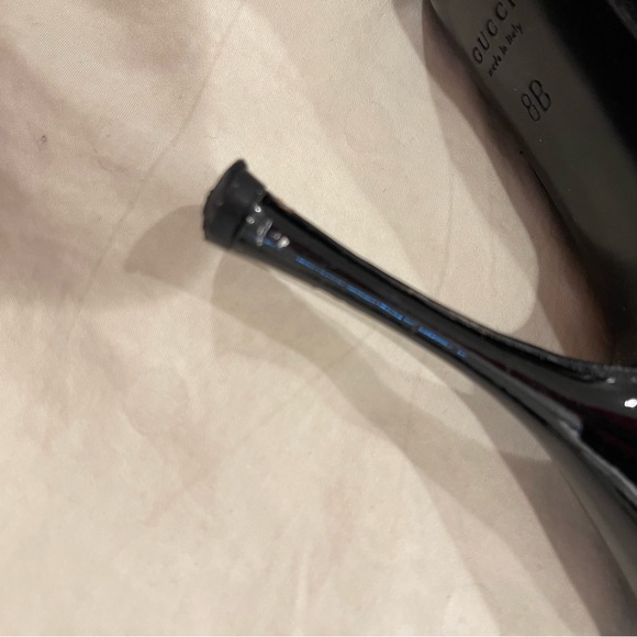 GUCCI Patent Leather VERNICE DIAMOND Silver Buckle Black ANKLE BOOTS! - Picture 7 of 14